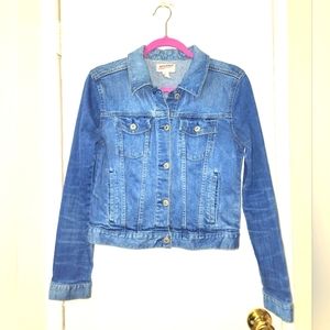 Arizona Jeans sizeL Blue Denim Jacket Cropped Adjustable Size Standard Wash